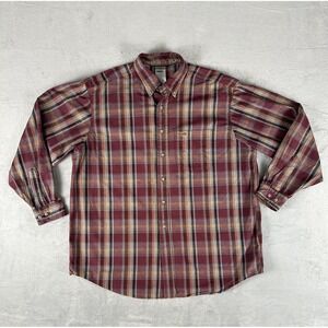 Carhartt Mens Shirt Relaxed Fit 2XL Red Blue Check Plaid Long Sleeve Workwear